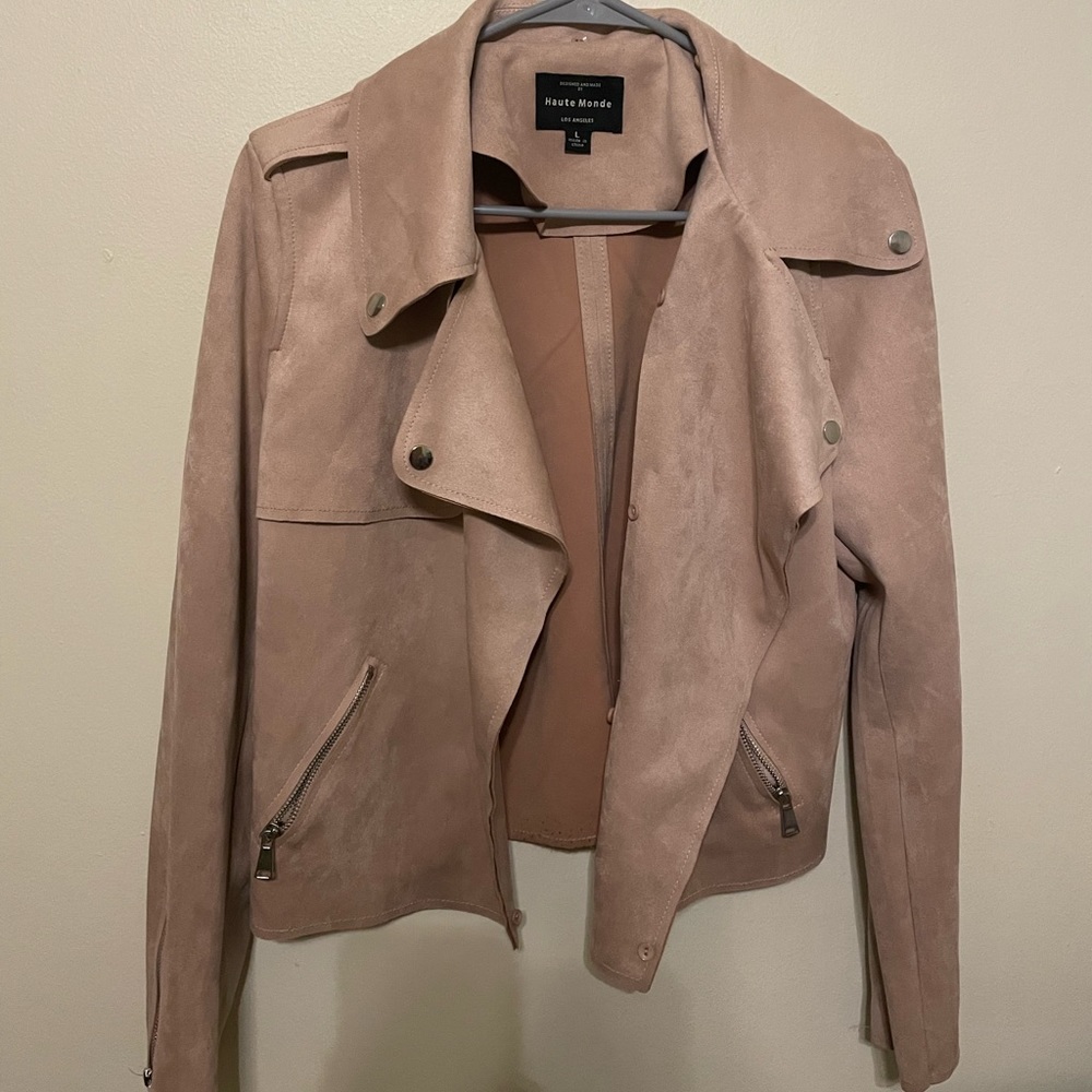 Dusty pink velvet jacket with attachable/detachable fur lining